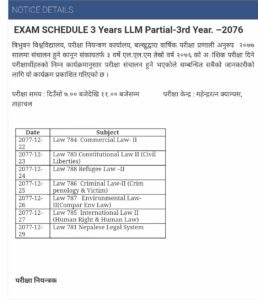 TU 3 Years LLM Third Year Partial Exam Routine