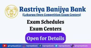 RBB Loksewa Exam Schedule and Center 2080