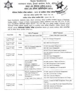 TU Publishes MPA And MBS 4th Semester Exam Routine 2080 (Updated ...